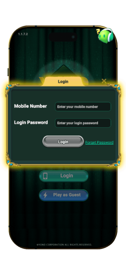 Yono777 Login Screen